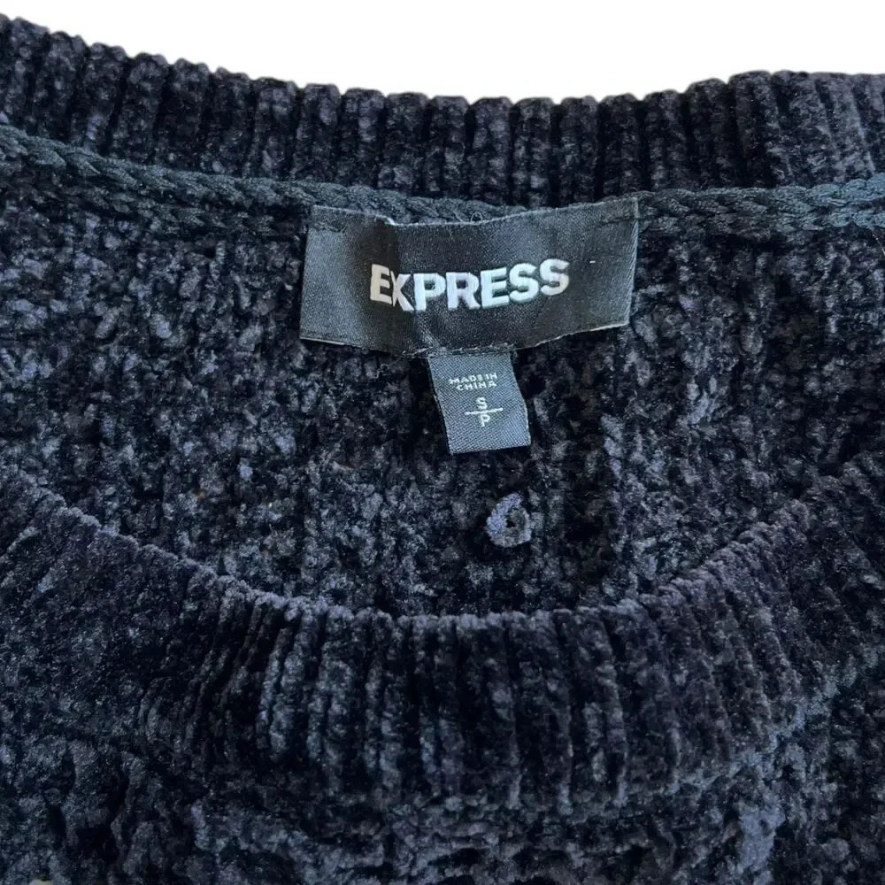 Express Black Color Block Stripe Chenille Sweater… - image 4